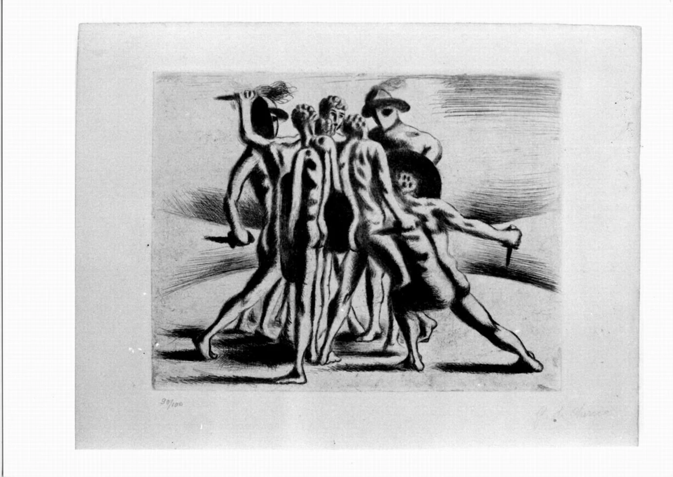 Giorgio De Chirico - Combattimento di gladiatori, Pinacoteca Nazionale di Bologna, Gabinetto dei Disegni e delle Stampe, Bologna